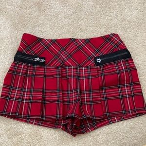 Plaid pleated mini SKORT , skirt +shorts